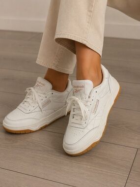 Reebok Women's White Leather Sneakers with Gum Outsole